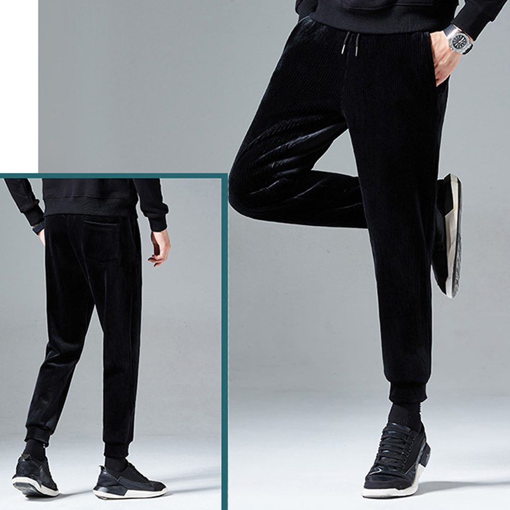 Pantalon décontracté en polaire épaisse pour hommes