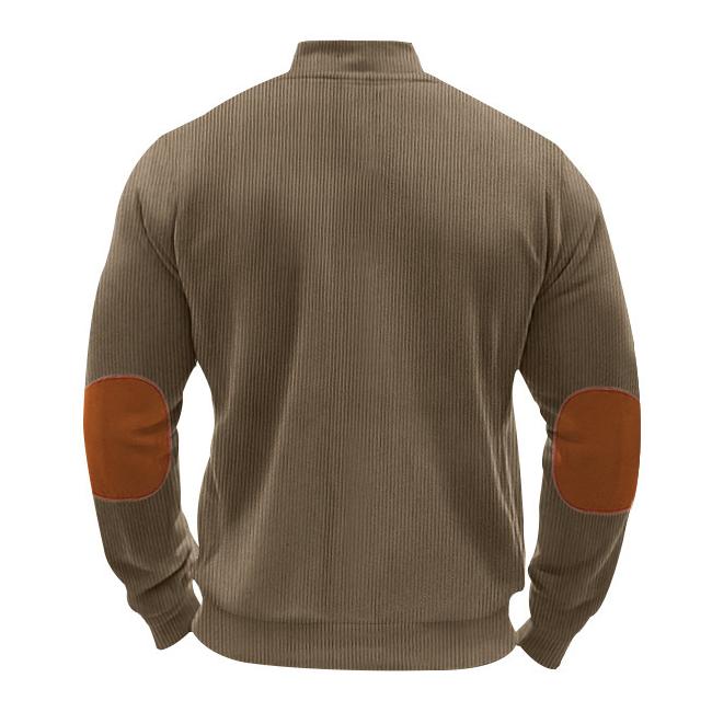 Lässige Patchwork-Reißverschlussjacke mit Stehkragen für Herren