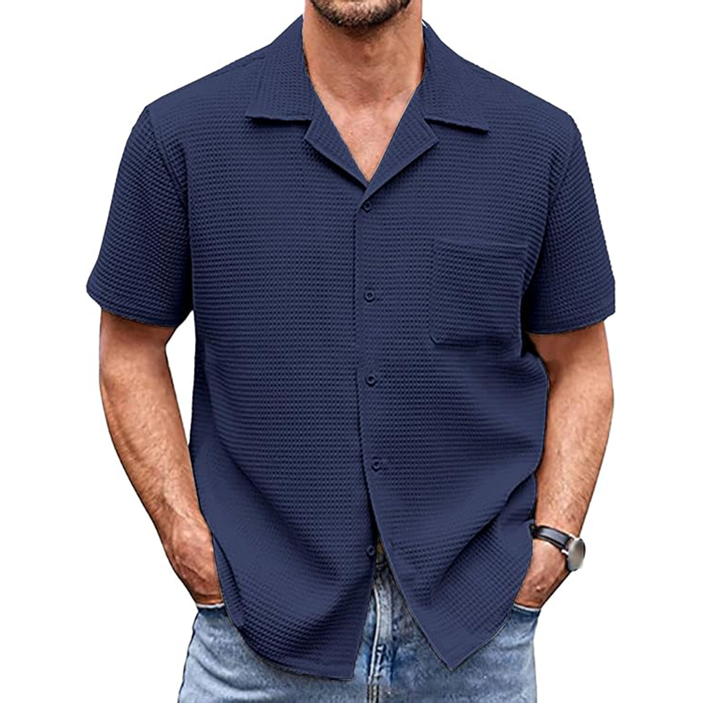 Chemise décontractée à manches courtes et col de costume pour homme