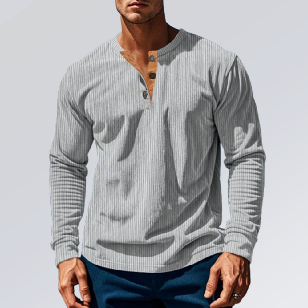 Frühling und Herbst Herren Cord Henley Shirt Langarm