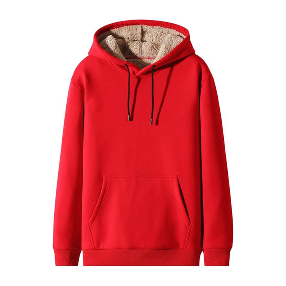 Einfarbiges dickes Herren-Sweatshirt mit Kapuze