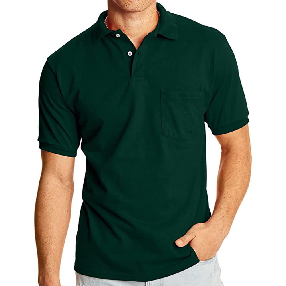 Polo décontracté à manches courtes et poches pour homme