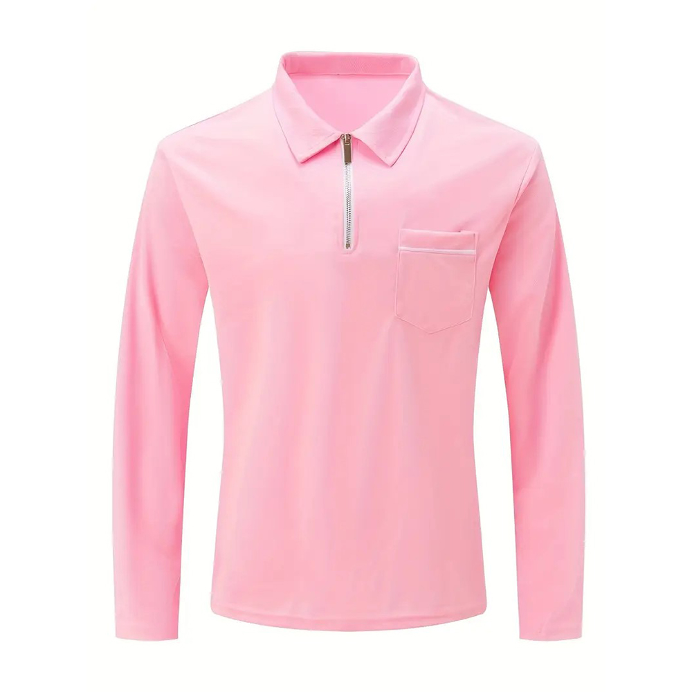 Poloshirt für Herren mit langen Ärmeln und Reißverschluss am Kragen à manches longues et col zippé pour homme