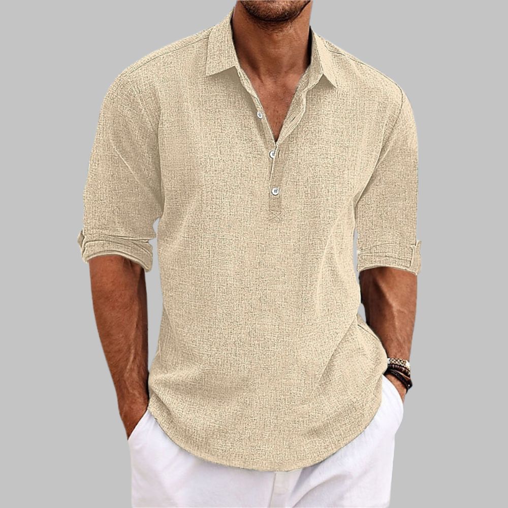 Einfarbiges Freizeithemd mit Revers für Herren