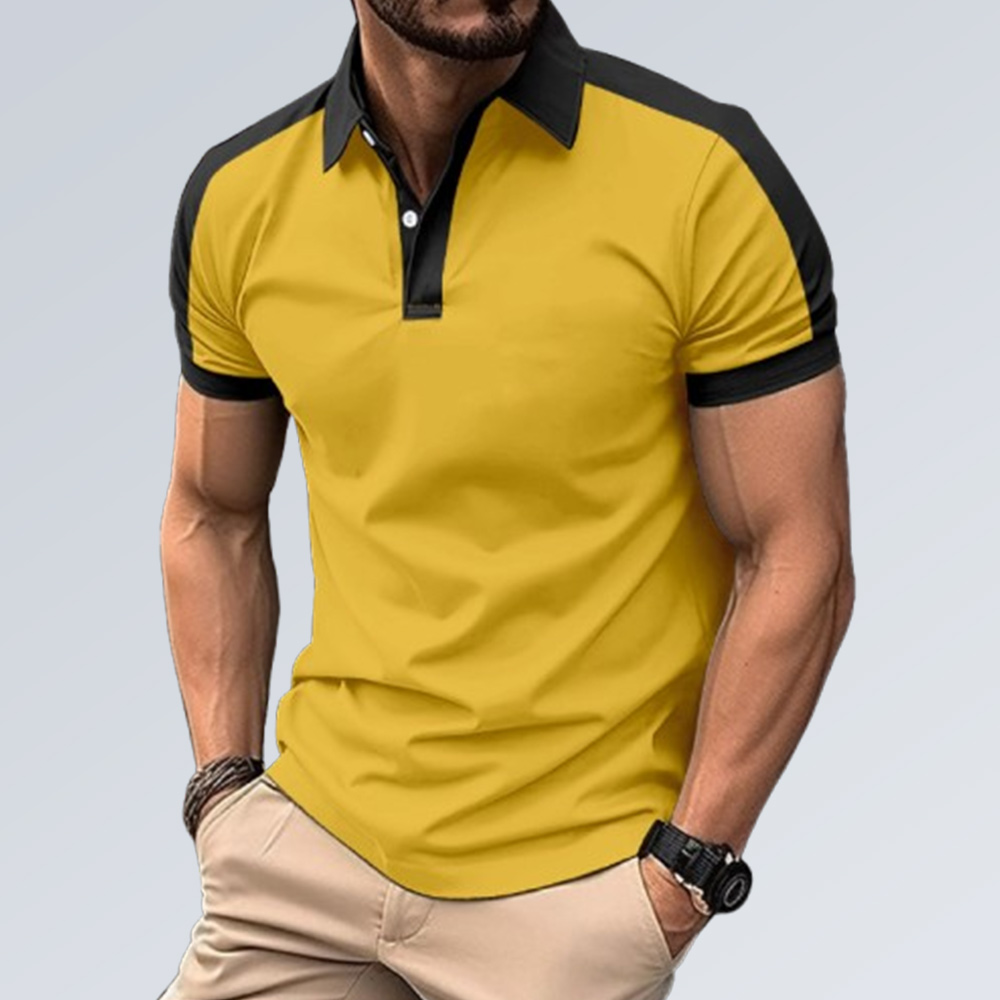Kurzärmliges Poloshirt mit Colorblock-Revers für Herren