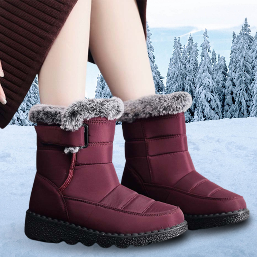 Wasserdichte Damen-Schneestiefel mit Klettverschluss