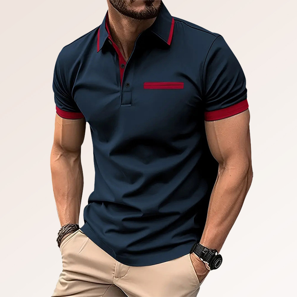 Herren Business Casual Colorblock Revers Poloshirt Kurzarm