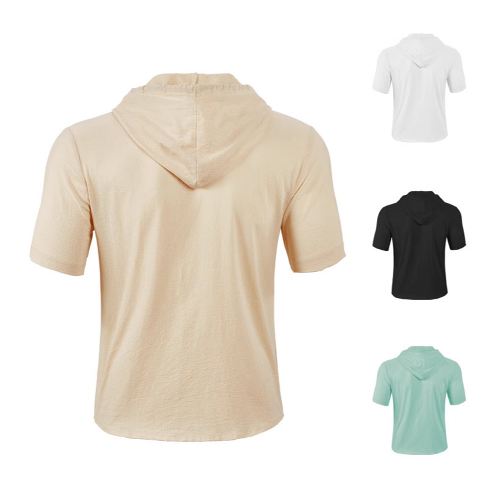 Herren-Strickjacke aus Baumwolle mit kurzen Ärmeln und Kapuze