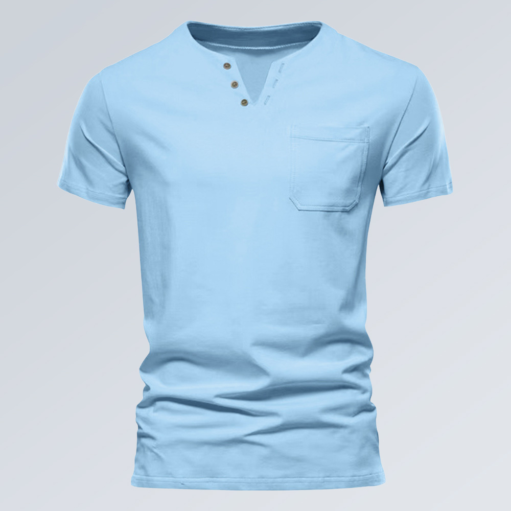 Modisches Herren-Sport-Oberteil mit V-Ausschnitt und einfarbigen Kurzarm
