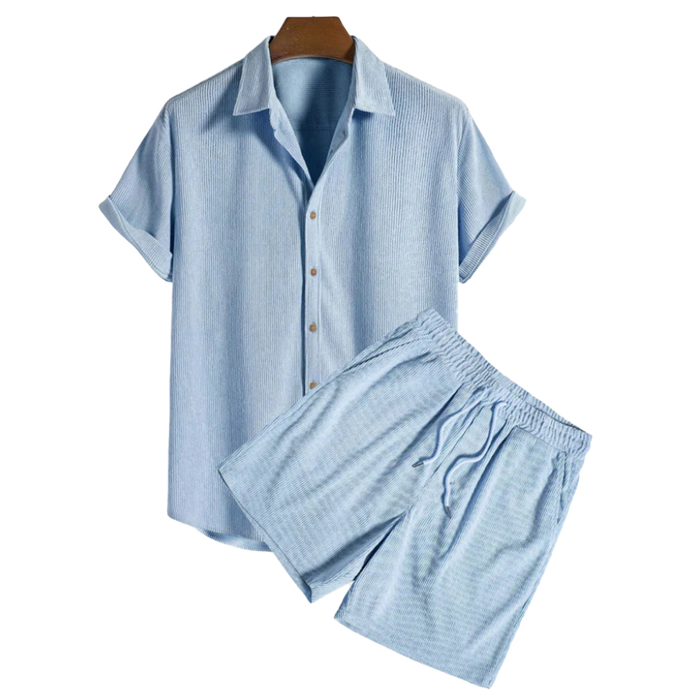 Kurzarmhemd + Shorts Herren Cord Sommeranzug