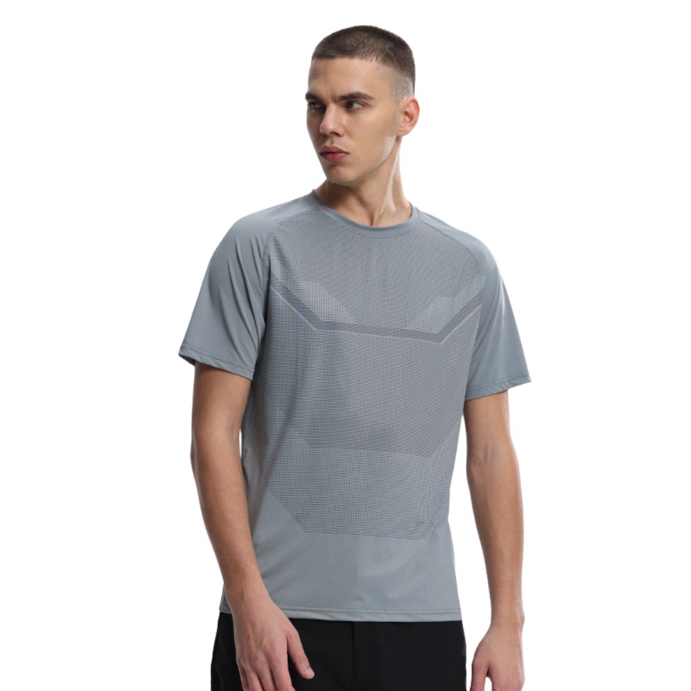 Atmungsaktives, schweißableitendes, schnell trocknendes Kurzarm-T-Shirt mit Rundhalsausschnitt