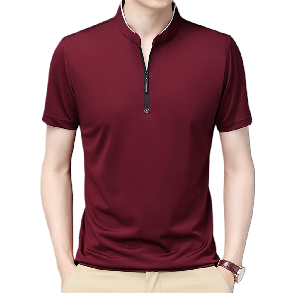 Kurzärmliges Herren-T-Shirt mit Reißverschluss am Kragen