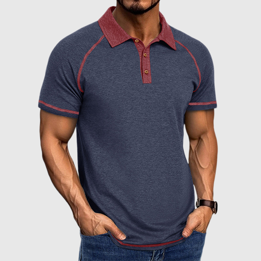 Herren Poloshirt mit Colorblock-Revers und kurzen Ärmeln