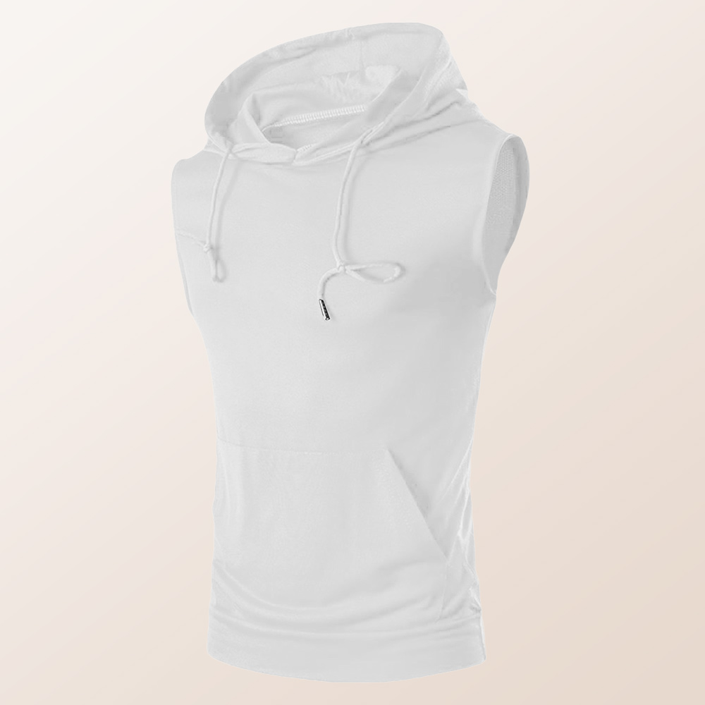 Ärmellose Weste mit Kapuze und einfarbiger Tasche für Herren