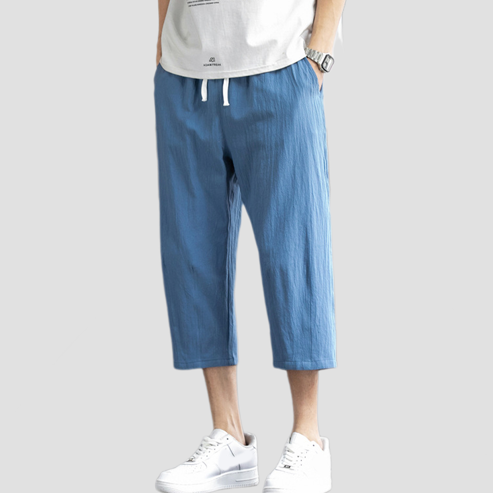 Lockere, lässige, gerade geschnittene Herrenhose aus reiner Baumwolle