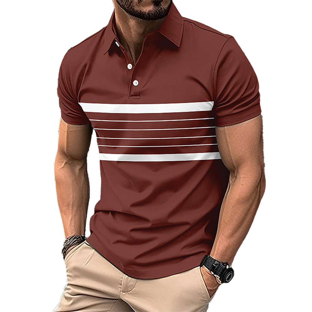 Herren Poloshirt mit gestreiftem Revers und kurzen Ärmeln