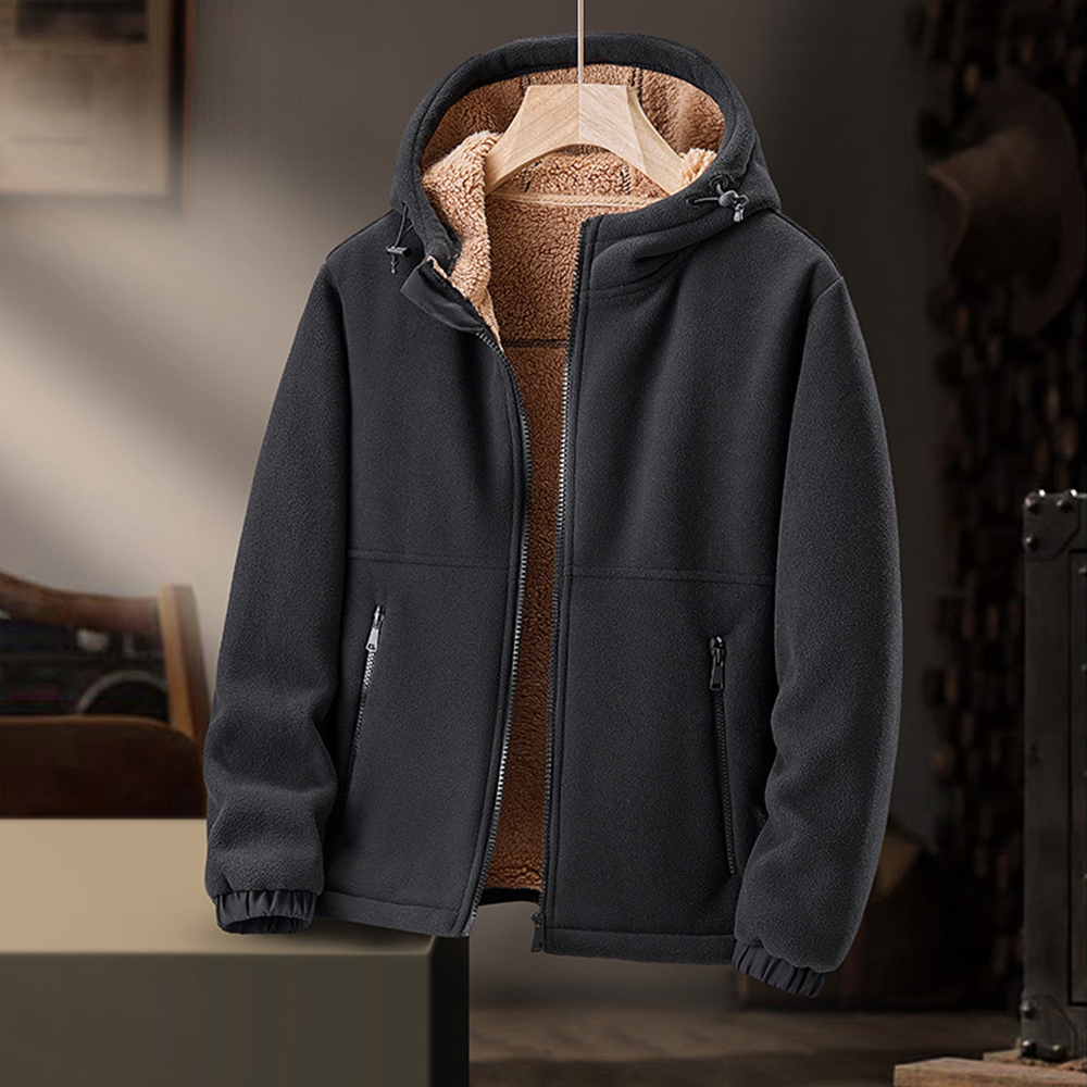 Veste à capuche sherpa chaude et épaisse pour hommes