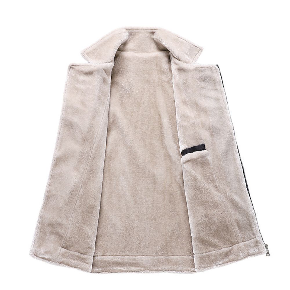Veste en cuir chaude épaissie en polaire pour hommes