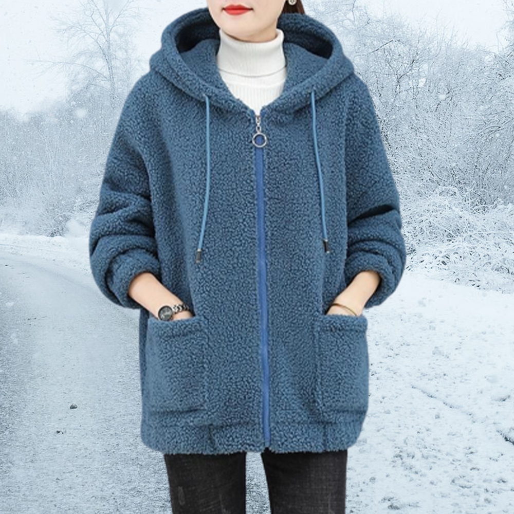 Warme Plüsch-Kapuzenjacke für Damen