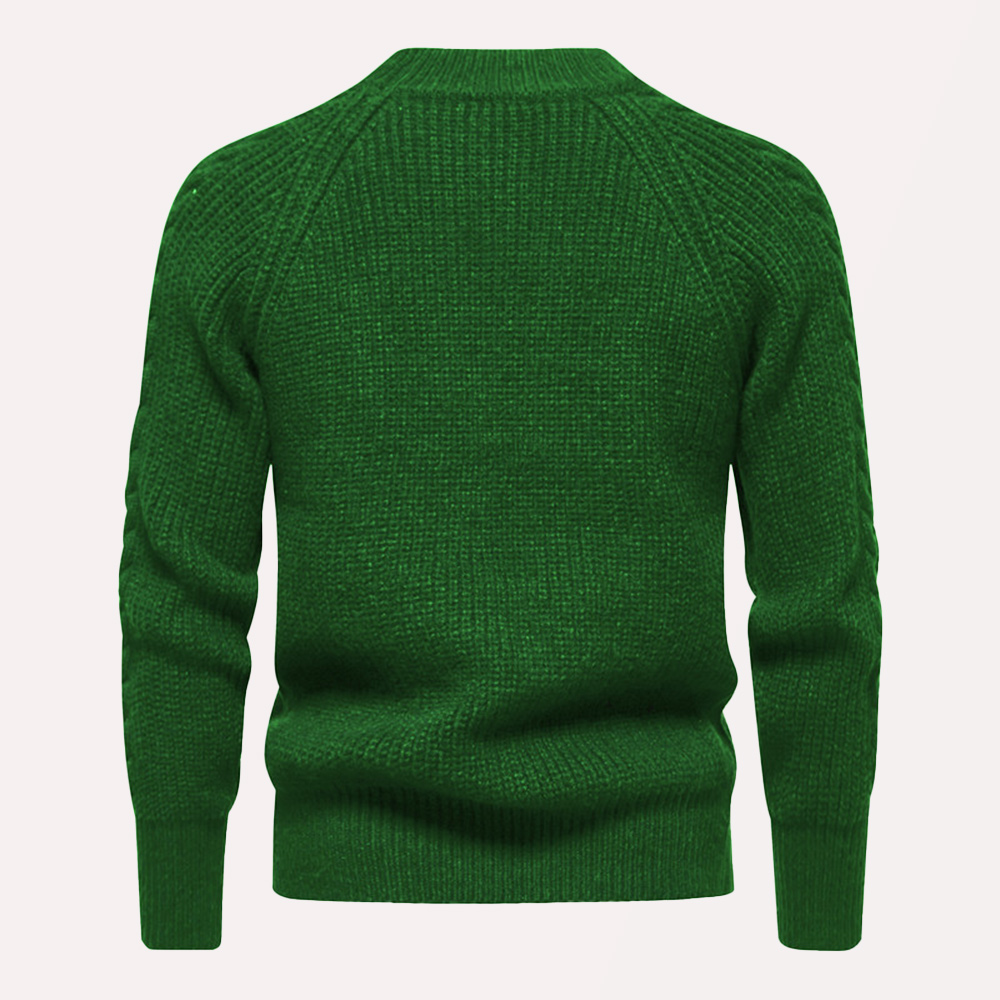 Einfarbiger Strickpullover mit Rundhalsausschnitt für Herren im Herbst und Winter
