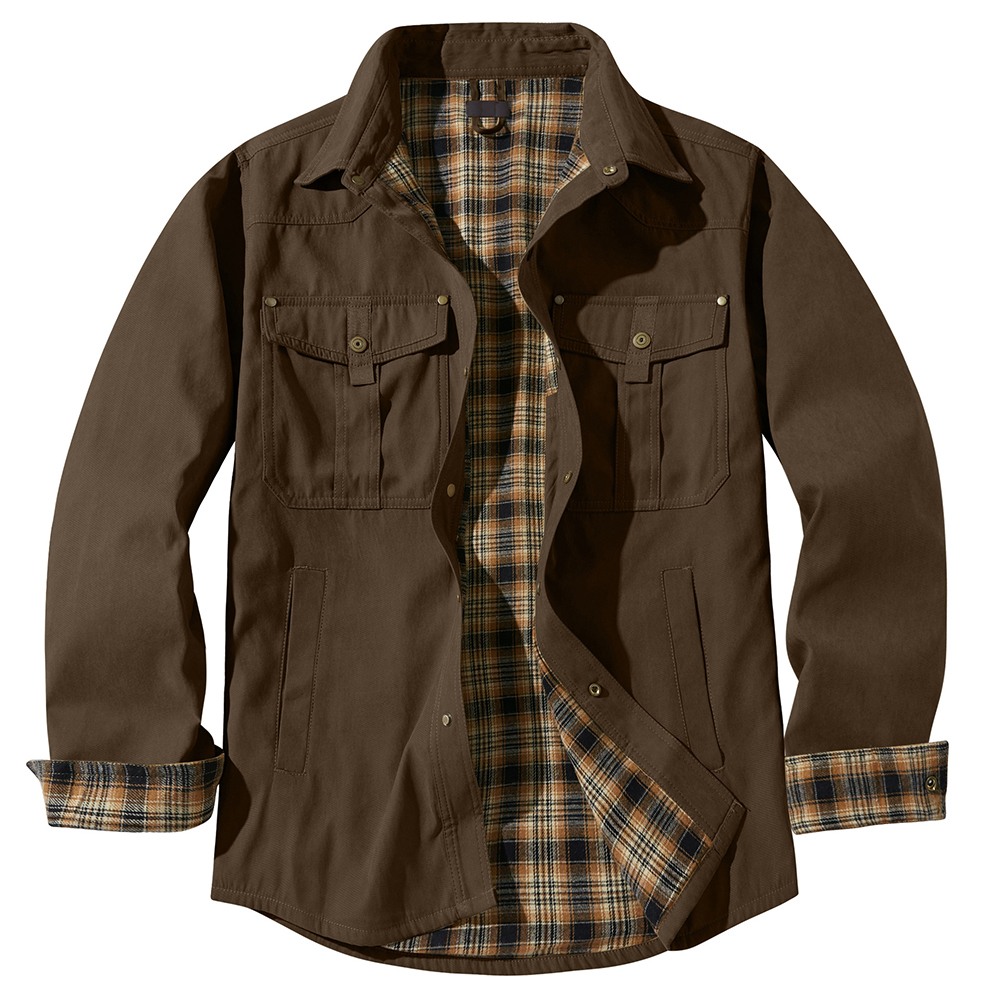Veste chemise décontractée en flanelle chaude pour homme