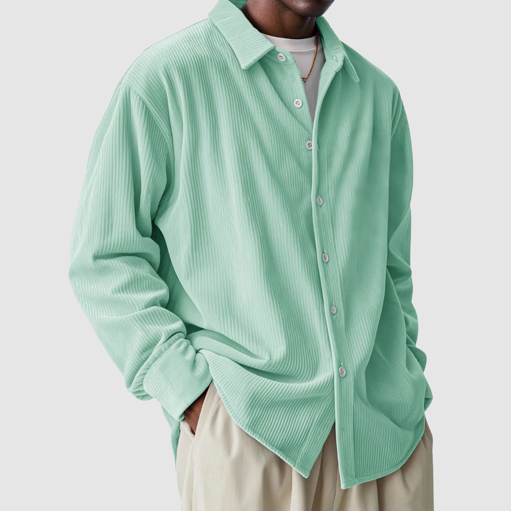 Lässiges, einfarbiges Langarmhemd aus Cord für Herren