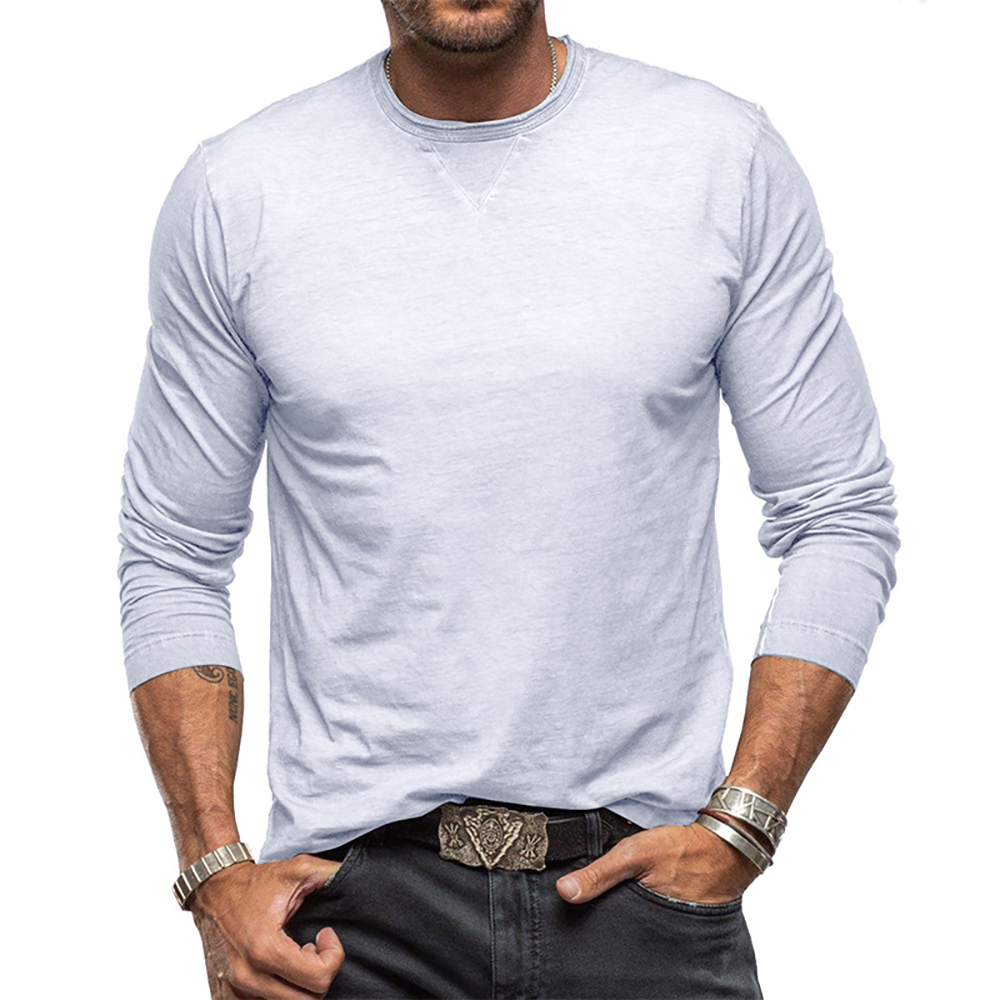 T-shirt en coton à manches longues et col rond pour homme