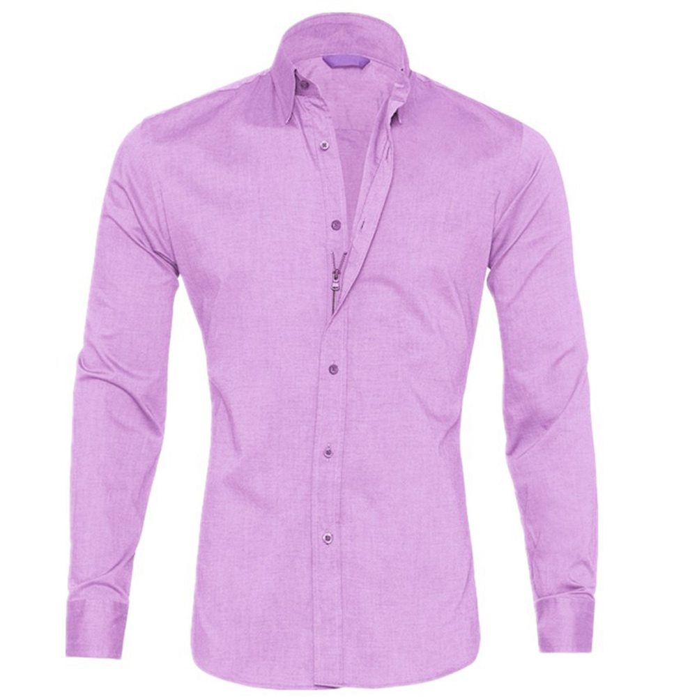 Chemise décontractée à manches longues et fermeture éclair pour homme