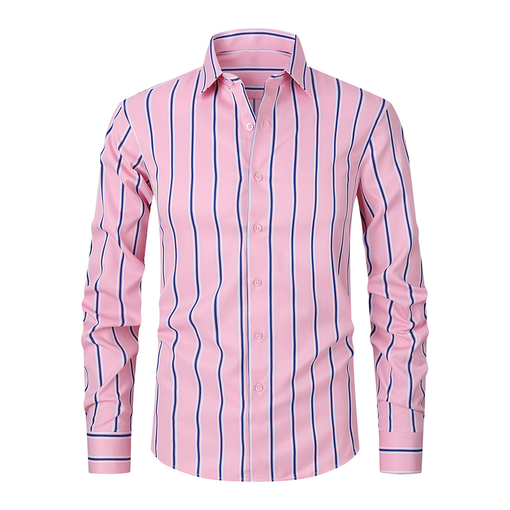 Chemise rayée décontractée et polyvalente pour homme