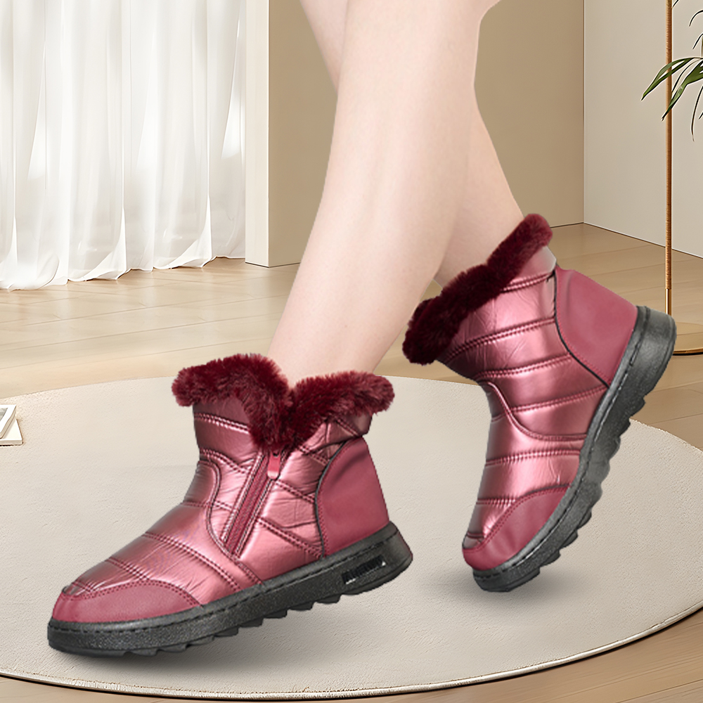 Damen-Schneestiefel mit diagonalem Reißverschluss und Fleece