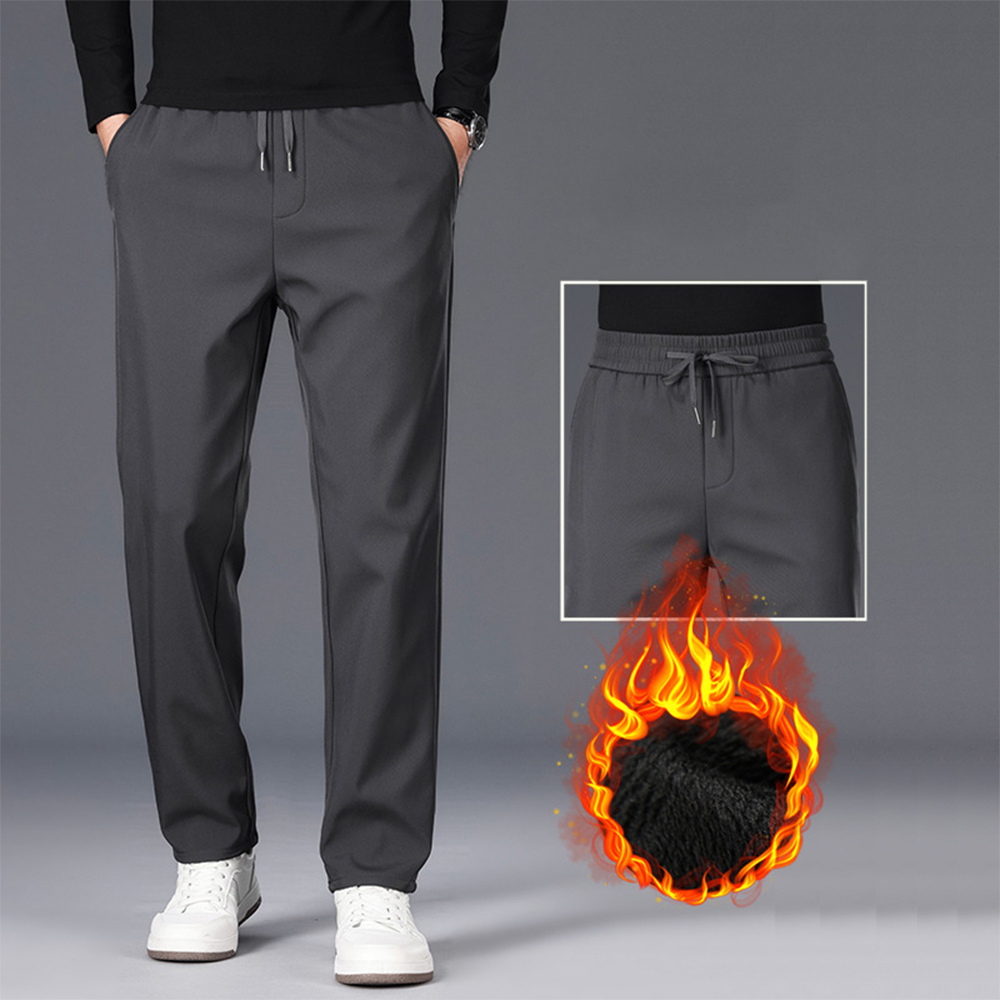 Pantalon décontracté droit extensible en polaire pour homme
