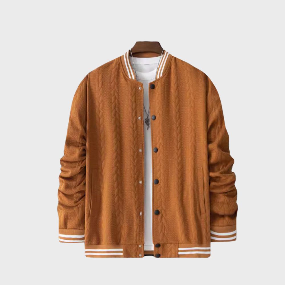 Einfarbige Jacquard-Cardigan-Baseballjacke für Herren