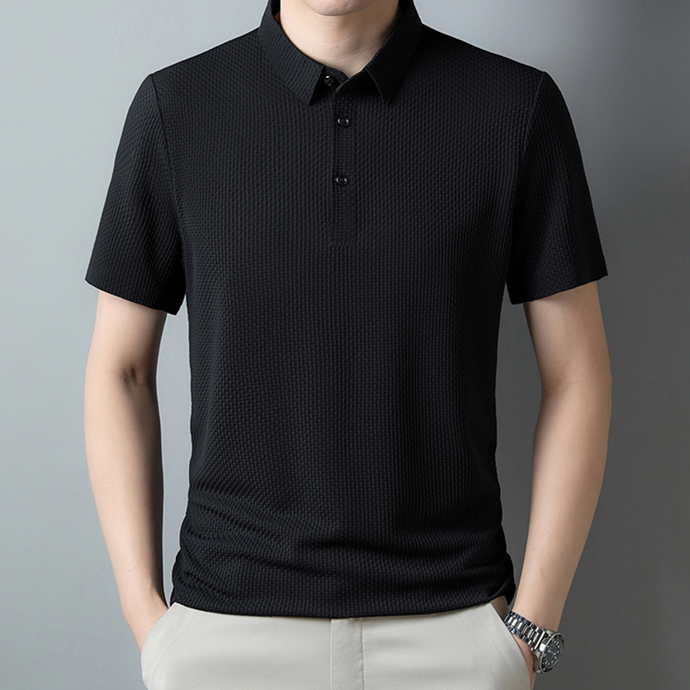 Metallwolke Atmungsaktives Herren-Poloshirt aus Eisseide mit kurzen Ärmeln