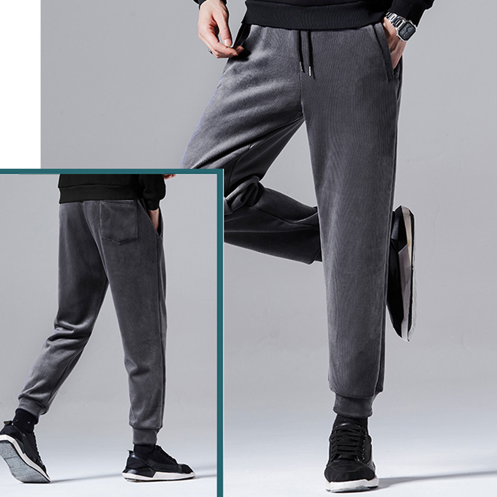 Pantalon décontracté en polaire épaisse pour hommes
