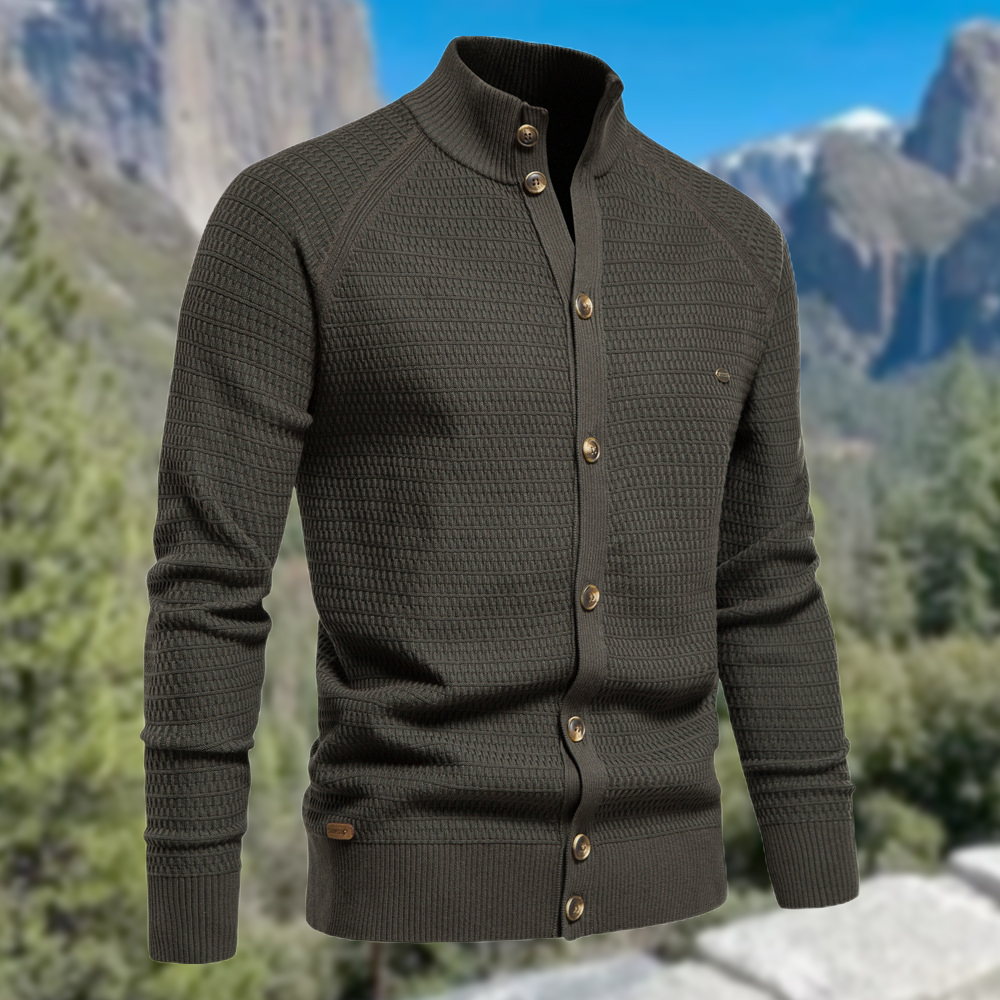 Herren-Cardigan mit Stehkragen und Knöpfen