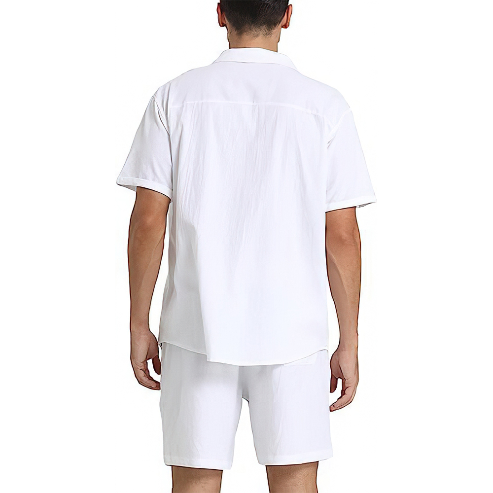 Ensemble deux pièces chemise à manches courtes et short pour homme