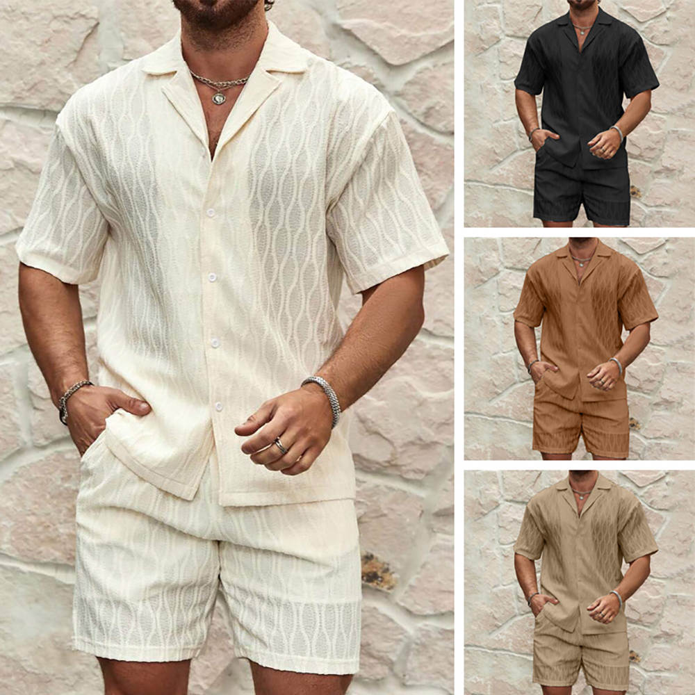 Ensemble deux pièces respirant chemise à manches courtes et short pour hommes