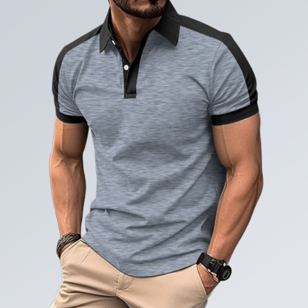 Kurzärmliges Poloshirt mit Colorblock-Revers für Herren