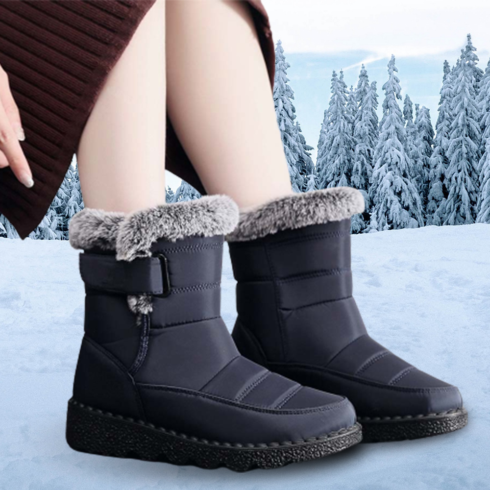 Wasserdichte Damen-Schneestiefel mit Klettverschluss