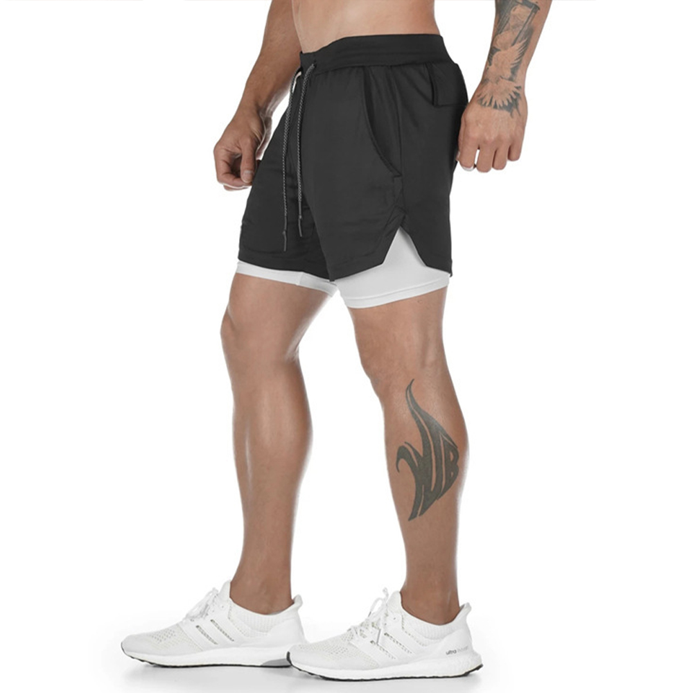 Leichte und atmungsaktive doppellagige Sportshorts mit Innentasche für Herren