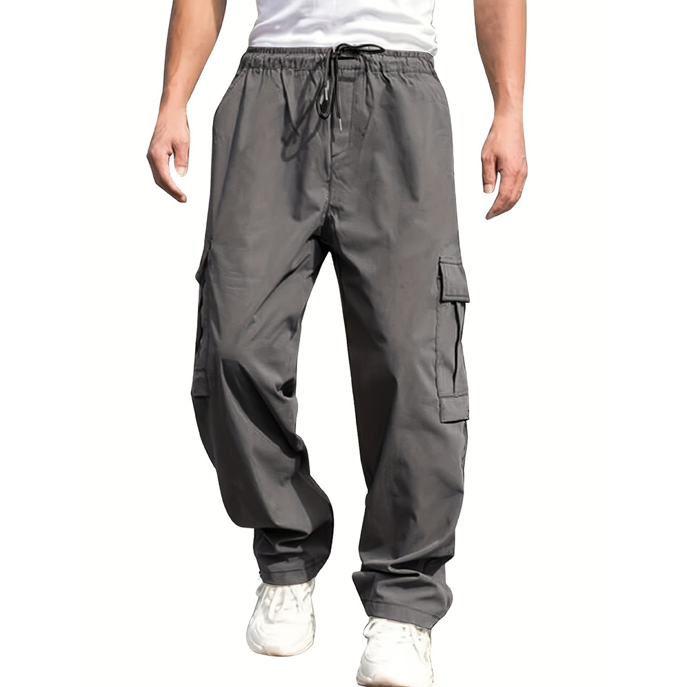 Lockere, lässige Herrenhose mit geradem Bein und großen Taschen