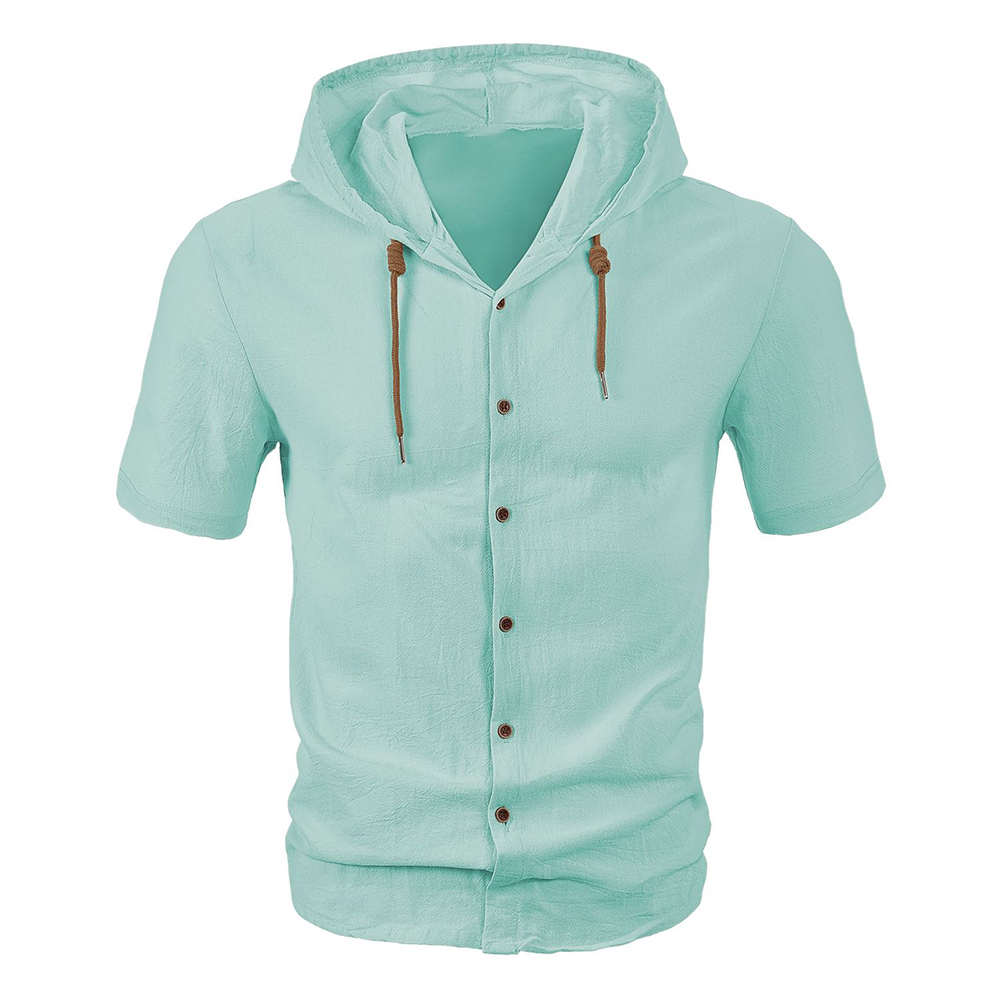 Herren-Strickjacke aus Baumwolle mit kurzen Ärmeln und Kapuze