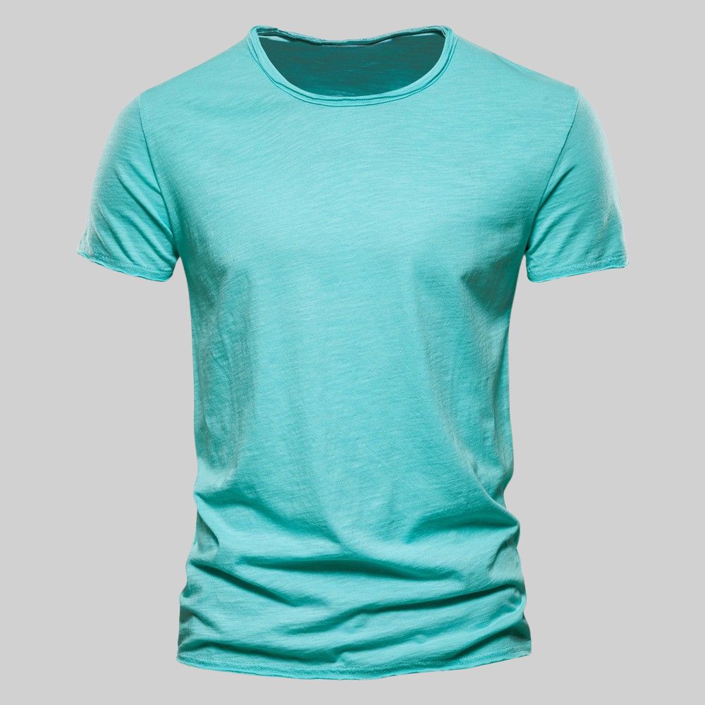 Einfarbiges Herren-T-Shirt aus Bambus-Baumwolle mit Rundhalsausschnitt und kurzen Ärmeln