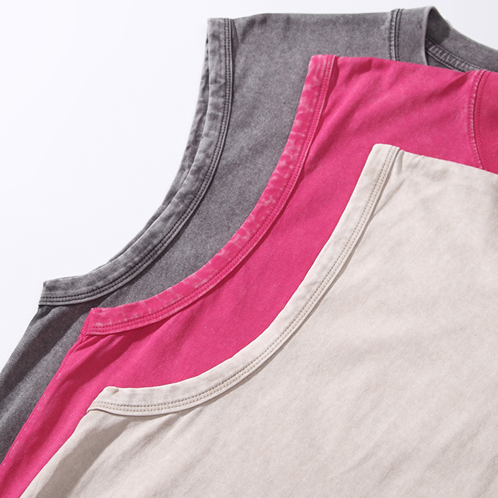 Ärmelloses Herren-Unterhemd aus gewaschener Baumwolle mit Rundhalsausschnitt