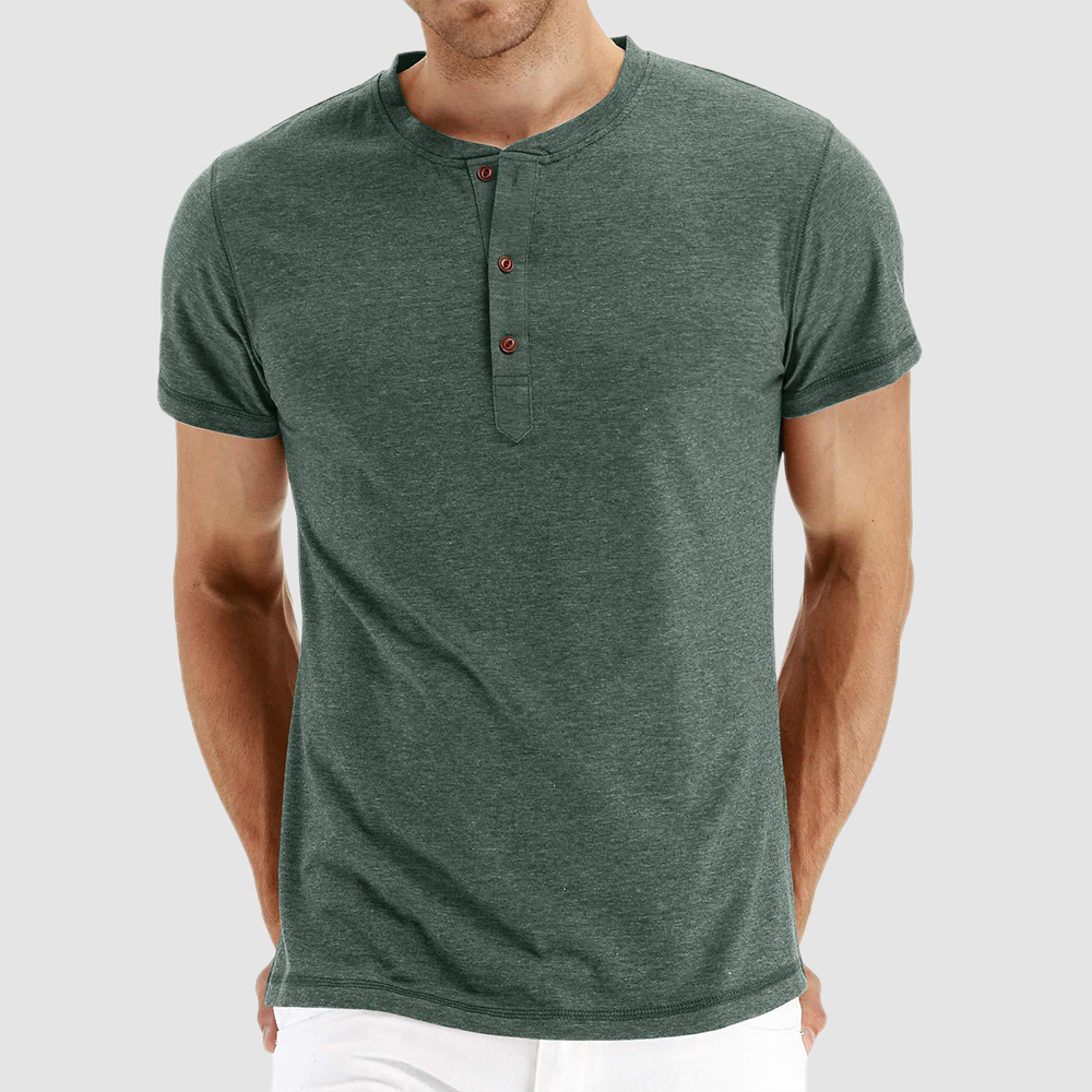 Sommer Herren Henley Kurzarm T-Shirt