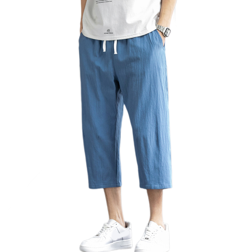 Lockere, lässige, gerade geschnittene Herrenhose aus reiner Baumwolle