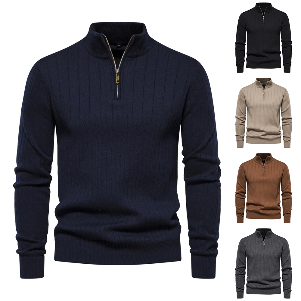 Neuer Stehkragen-Reißverschlusspullover für Herren