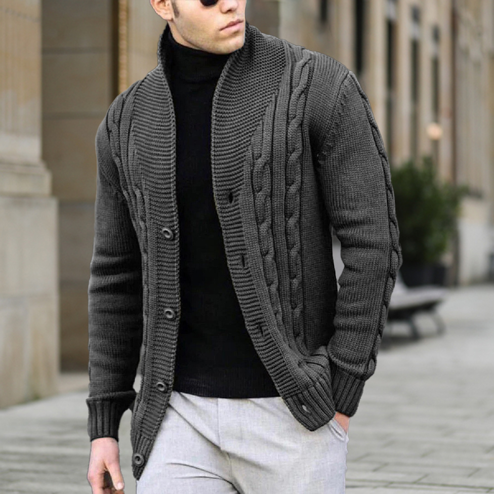 Cardigan tricoté chaud épais décontracté pour hommes