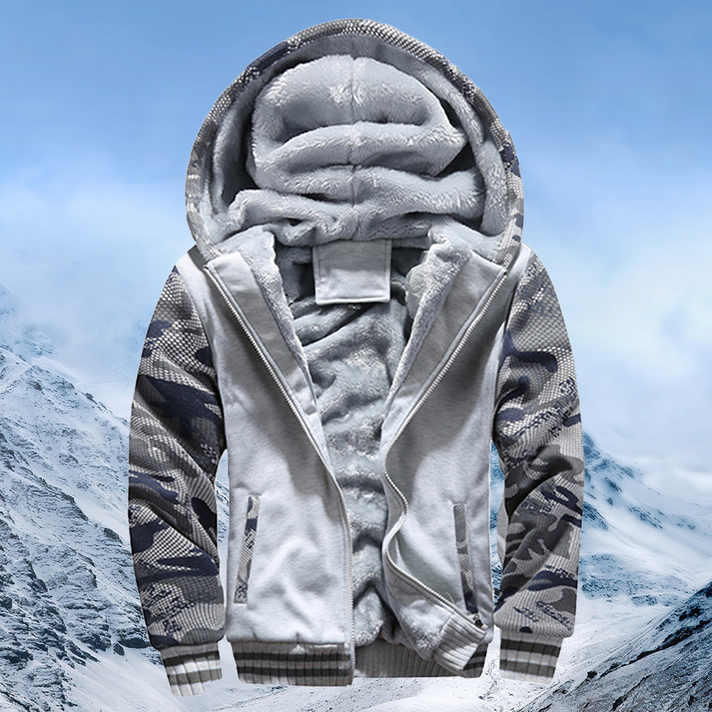 Alberchris™ New style velvet and thickened hooded color-blocked men's jacket for winter