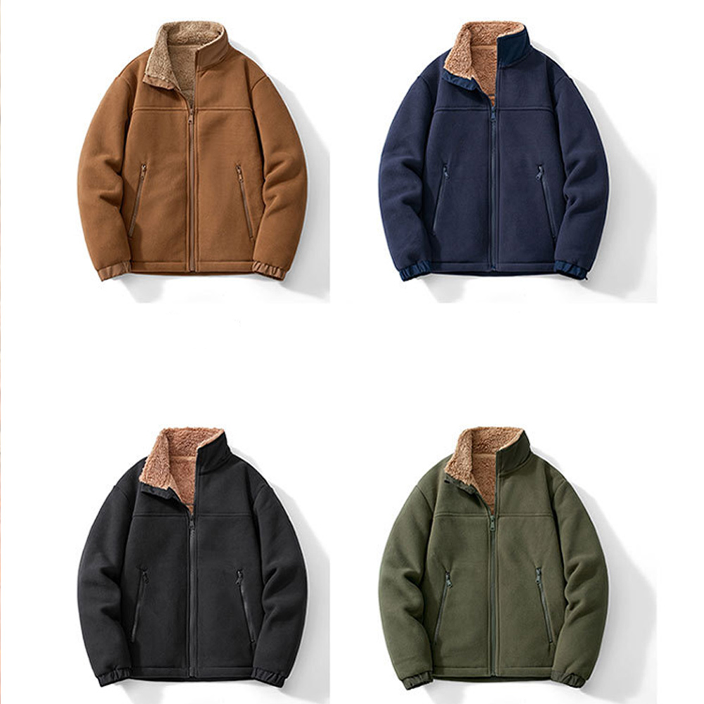 Warme Winterjacke für Herren mit Polarfleece-Futter und Samt-Stehkragen
